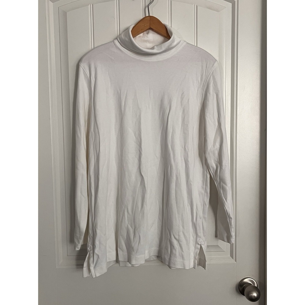 Lands End Solid Whiteβ Long Sleeve TurtleNeck Shirt Womens Size XL 18P EUC 119